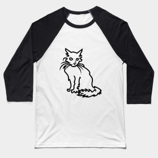Cat Line Art Drawing Baseball T-Shirt